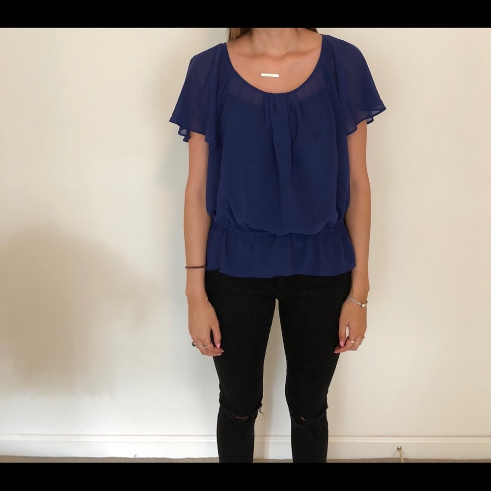 Forever 21 blue silk shirt fits size s